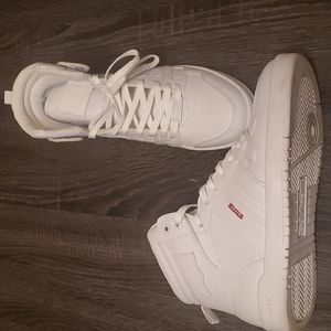 High top white gym shoes